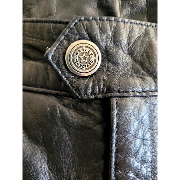 VTG Womens Harley Davidson 100% Genuine Leather Riding Pants Size 40/12 Embossed - Picture 13 of 16